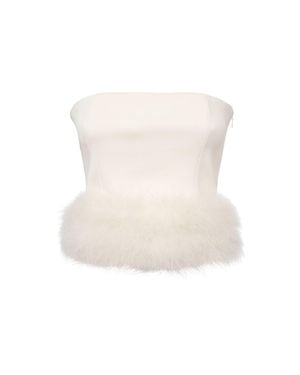 Blumarine Mujer Top Con Plumas Sin Tirantes - Blanco