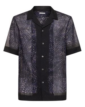 Dries Van Noten Uomo Camicia Carltone A Maniche Corte - Nero