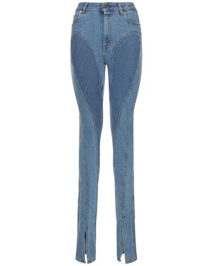 Mugler Jeans skinny in denim di cotone bicolor - Blu