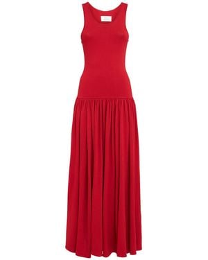 Loulou de Saison Jada Long Knit Dress W/ Dropped Waist - Red