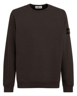 Stone Island Hombre Sudadera De Algodón Cepillado - Gris