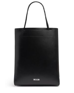 MSGM Mujer Bolso Mediano Matte Shopping De Piel Unique - Negro