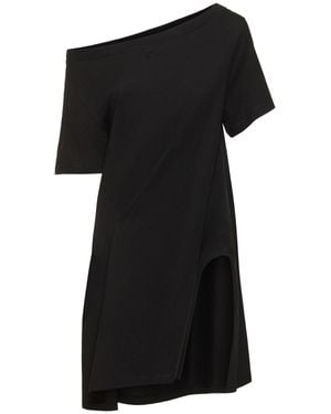 Courreges Vestito in cotone con scollo a barca - Nero