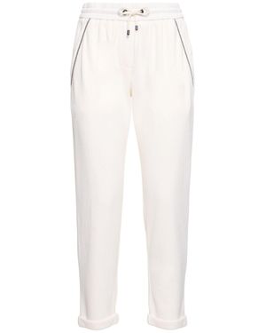 Brunello Cucinelli Mujer Pantalones Deportivos De Algodón - Blanco