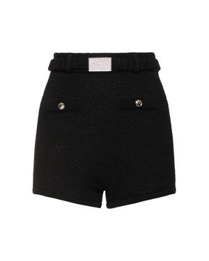 Alessandra Rich Pantaloncini in maglia di misto cotone - Nero