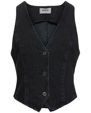 Agolde Gilet heller in denim di cotone - Nero