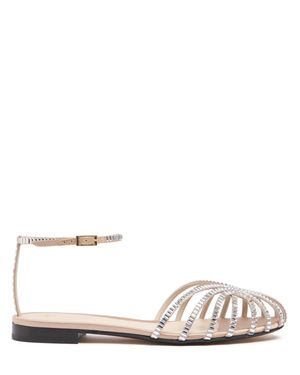 ALEVI 5mm Rebecca Embellished Satin Flats - Metallic