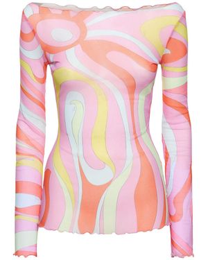 Emilio Pucci T-shirt in mesh stampata - Rosa
