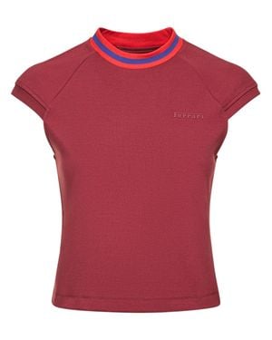 Ferrari T-shirt in viscosa con logo - Rosso