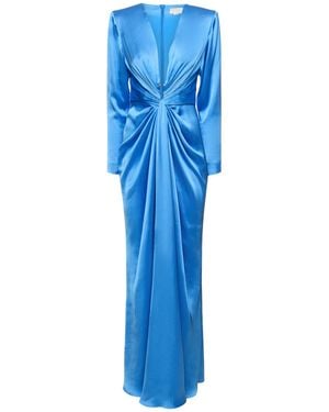 Zuhair Murad Vestido largo de satén drapeado - Azul