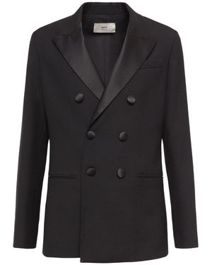 Ami Paris Blazer doppiopetto smoking in lana - Nero