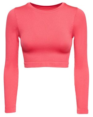 PRISM Squared Mujer Top Corto Acanalado Unique - Rojo