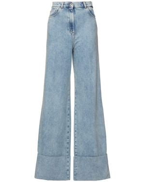 Lanvin Donna Jeans Larghi Vita Alta - Blu