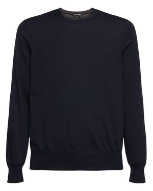 Tom Ford Uomo Maglia Girocollo A Maniche Lunghe - Blu