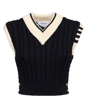 Thom Browne Mujer Chaleco De Punto De Lana - Negro