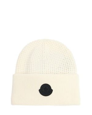 Moncler Uomo Logo Cotton Beanie - Natural