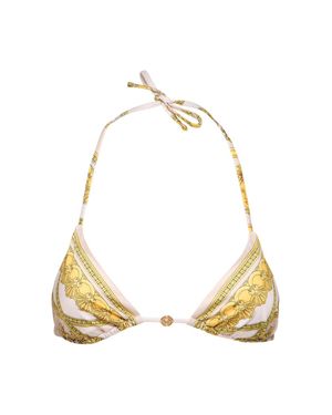 Versace Mujer Top De Bikini Triangular De Lycra Estampado - Metálico