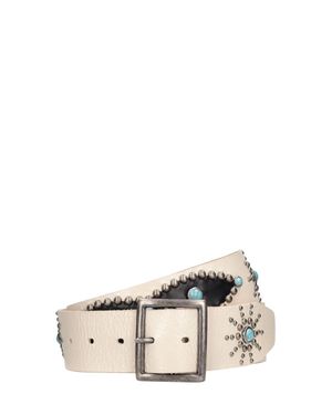 HTC Ceinture en cuir clouté wilshire 4 cm - Blanc