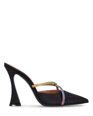 D'Accori Mules ella in raso con cristalli 100mm - Nero