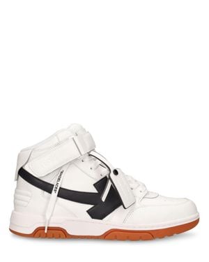 Off-White c/o Virgil Abloh Out Of Office Mid Top Lea Sneakers Bianco/Nero