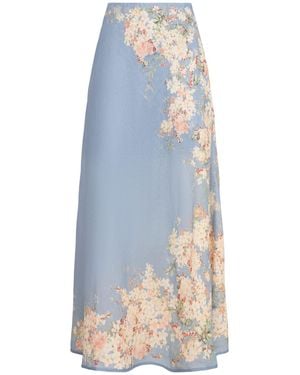 Zimmermann Mujer Falda Maxi De Lino - Azul