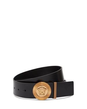 Versace Cintura medusa in pelle 4cm - Nero
