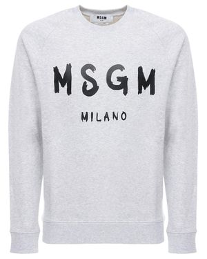 MSGM Felpa in jersey di cotone con logo - Grigio
