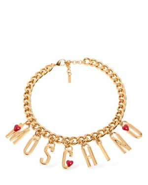 Moschino Collana con lettering logo - Metallizzato