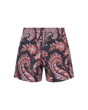 Etro Uomo Shorts Mare Stampati - Rosso