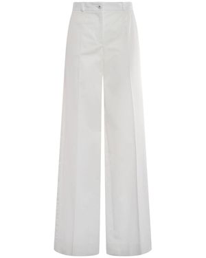 Dolce & Gabbana Pantaloni larghi in gabardina di cotone - Bianco