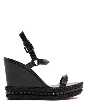 Christian Louboutin Femme Compensées En Cuir Laminé Pyraclou 110 Mm - Noir