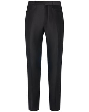 Tom Ford Pantaloni dritti in twill di misto lana - Nero