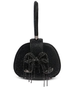 Self-Portrait Femme Sac À Main En Satin À Strass Unique - Noir