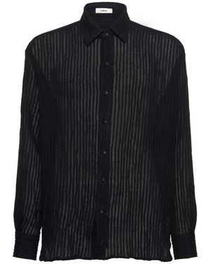 Commas Sheer Striped Woven Linen Shirt - Black