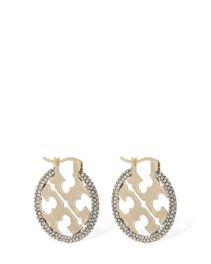 Tory Burch Orecchini a cerchio miller con pavé - Metallizzato