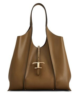 Tod's Medium Tsb Grain Leather Tote Bag - Brown
