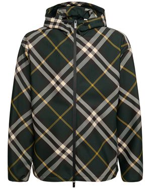Burberry Giacca in nylon check con cappuccio - Nero