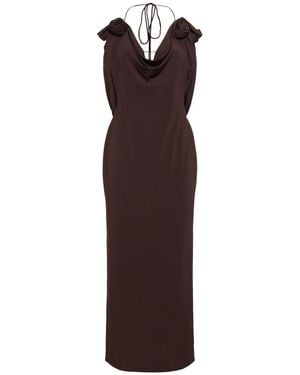 Magda Butrym Mujer Vestido Midi Halter De Jersey Café - Morado
