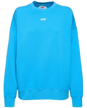 Autry Donna Solid Color Cotton Sweatshirt - Blu