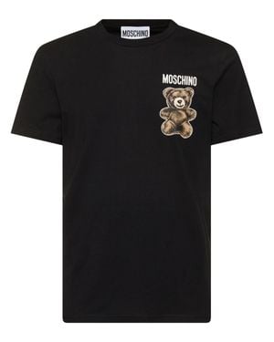 Moschino Uomo T-Shirt Teddy Bear Stampata - Nero