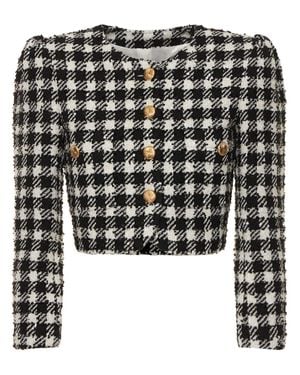 Alessandra Rich Chaqueta Corta De Tweed De Lana - Negro