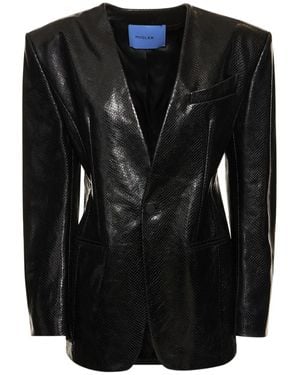 Mugler Giacca monopetto in pelle - Nero