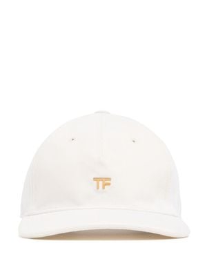 Tom Ford Cappello Baseball Tf In Tela Di Cotone E Pelle - Bianco