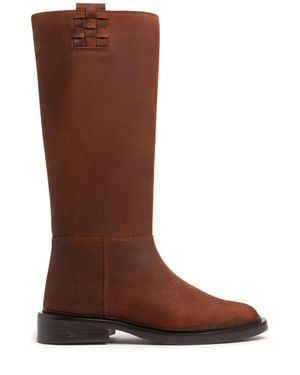 Hereu Bottes hautes en cuir ciré anella 20 mm - Marron
