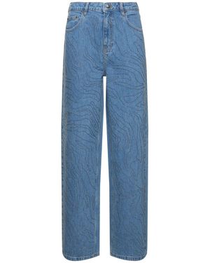 ROTATE BIRGER CHRISTENSEN Mujer Jeans Anchos Lavados En Piedra - Azul