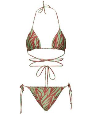 Reina Olga Set bikini a triangolo miami stampato - Bianco