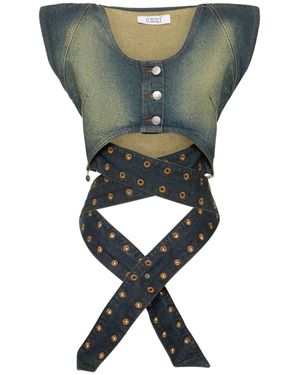 CANNARI CONCEPT Gilet cropped in denim - Verde