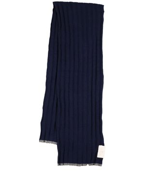 Brunello Cucinelli Homme Écharpe En Cachemire En Maille Fine Côtelée Unique - Bleu