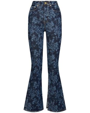 Ganni Donna Jeans Vita Alta Bootcut Lazer - Blu