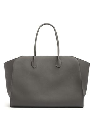 The Row Marlo 17 Matte Grain Leather Tote Bag - Black